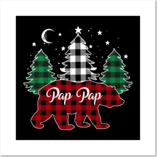 Pap Pap Bear Buffalo Red Plaid Matching Family Christmas Posters and Art